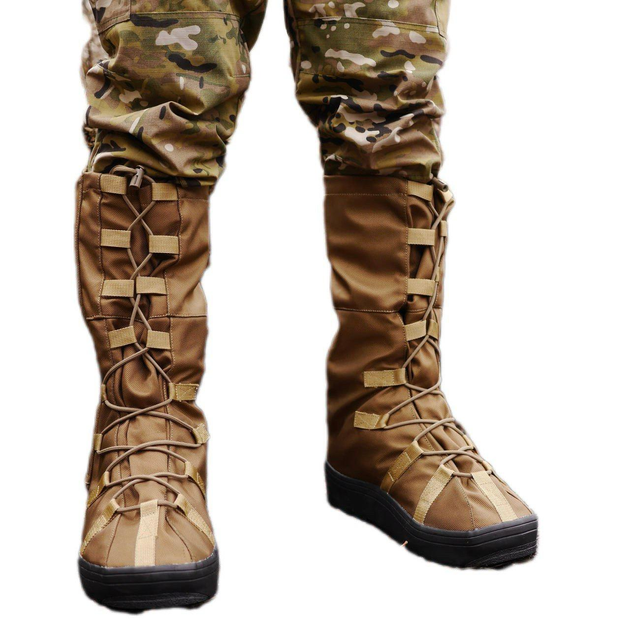 Тактичні водовідштовхувальні військові бахили гамашії для взуття від дощу та грязі для захисту на берці Койот M ( 39-41 розмір) - зображення 1