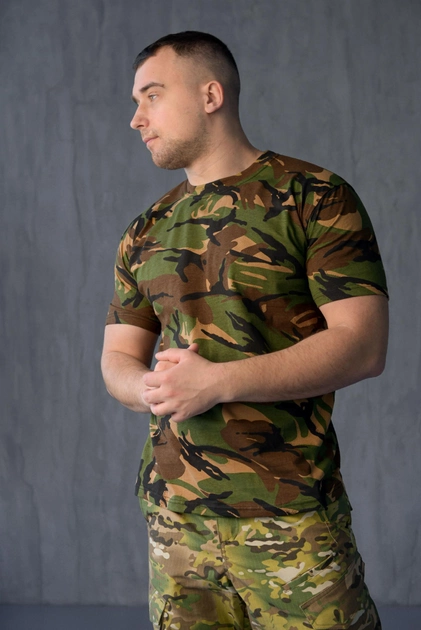 Мужская футболка хлопковая свободного кроя камуфляж Британка 44 - изображение 1