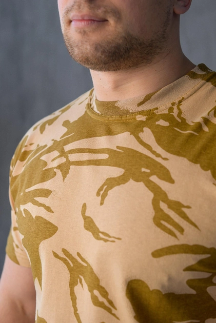Мужская футболка хлопковая свободного кроя камуфляж Desert Пустыня 44 - изображение 2
