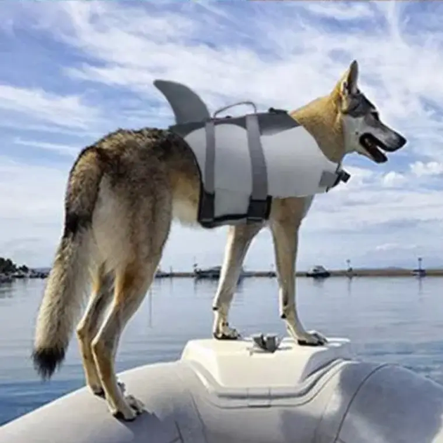 Спасательный жилет для собак Shark Design, M Серый - Фото 4 Спасательный жилет для собак Shark Design, M Серый - изображение 4