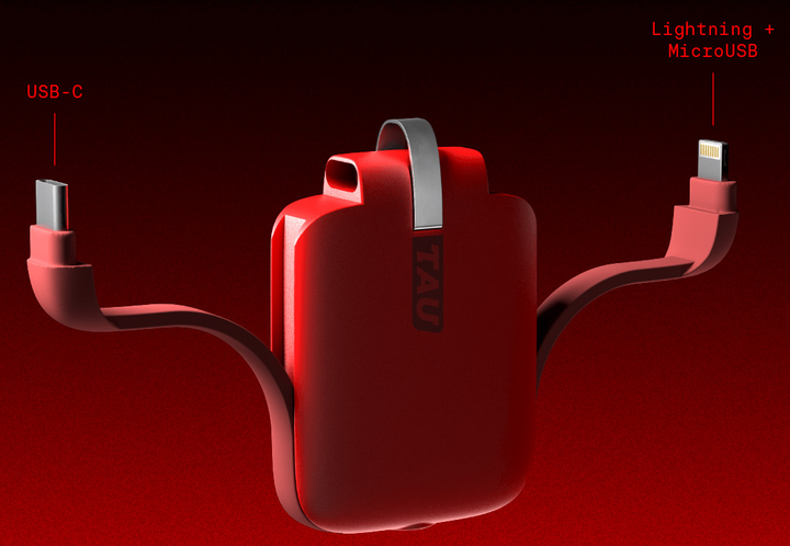 Powerbank Rolling Square TAU Powerbank 3 in 1 1400 mAh Mars Red - obraz 3