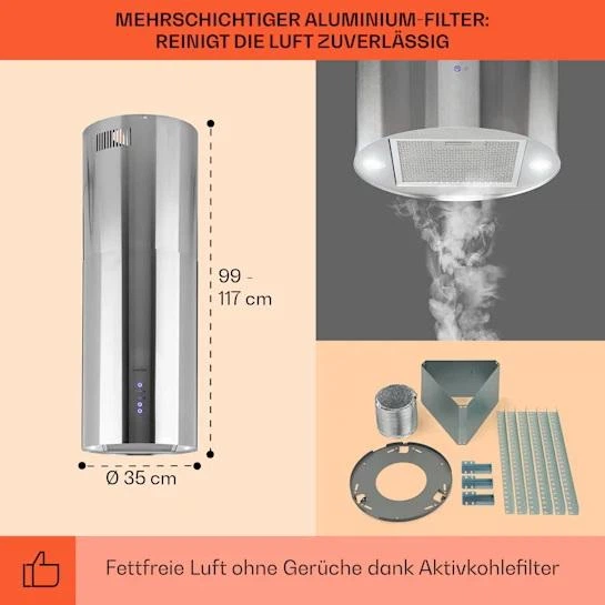Вытяжка островная KLARSTEIN Beretta Ø35см 650м³/ч LED (10033717) - изображение 5