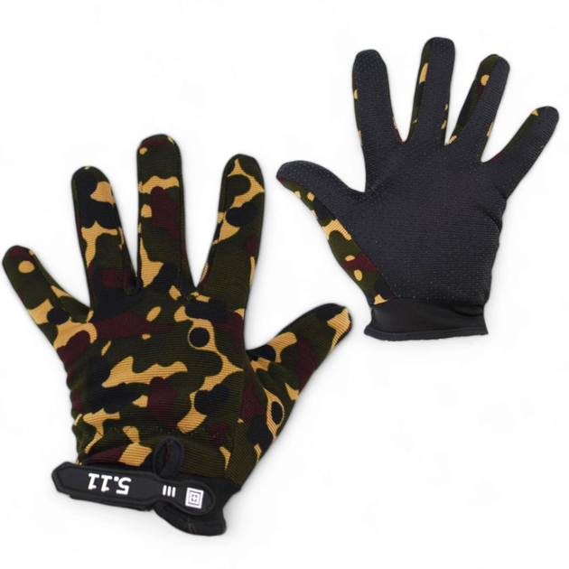 Перчатки тактические с пальцами трикотажные камуфляж 9061_Camouflage - изображение 1