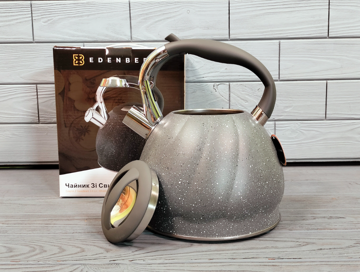 Чайник Edenberg 3л из нержавеющей стали со свистком (EB-1904 Gray) - изображение 7