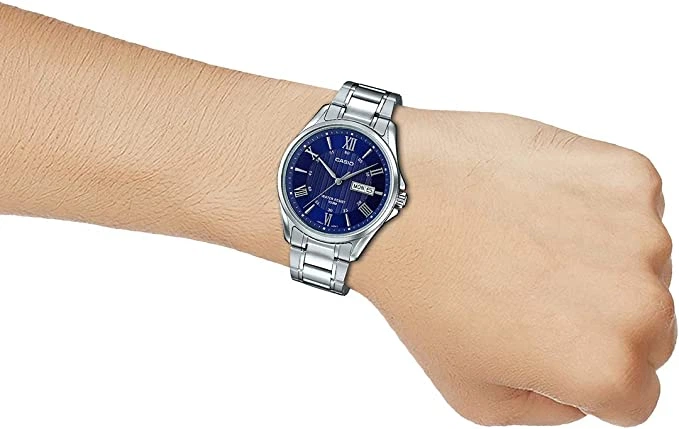 Наручные часы Casio MTP-1384D-2AVDF Синие с серебристым отображение дня и даты - Фото 6 Наручные часы Casio MTP-1384D-2AVDF Синие с серебристым отображение дня и даты - изображение 6