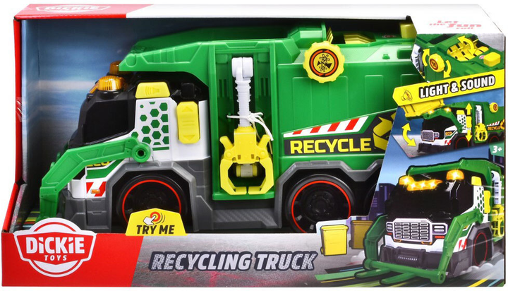 Śmieciarka Dickie Toys Recycling Truck Zielona 39 cm (4006333084676) - obraz 1