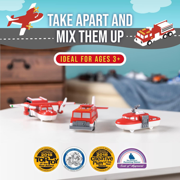 Набір транспортних засобів пожежних служб Popular Playthings Mix Or Match Magnetic (755828603178) - зображення 3