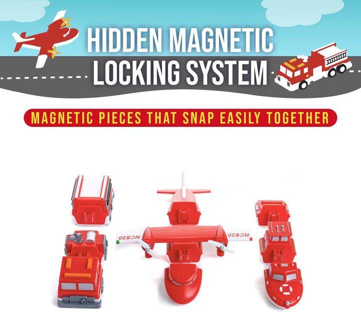Набір транспортних засобів пожежних служб Popular Playthings Mix Or Match Magnetic (755828603178) - зображення 4