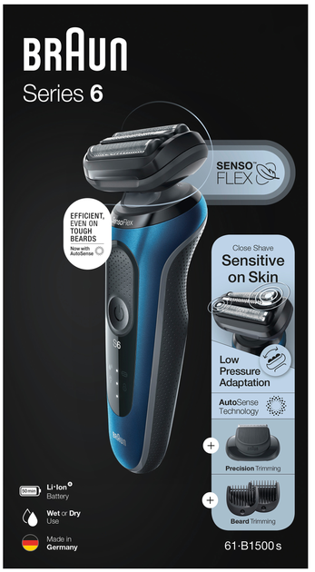 Електробритва Braun Series 6 61-B1500s BLUE / BLACK - зображення 9