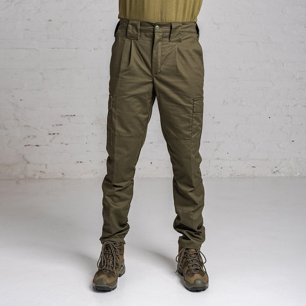 Штани чоловічі Гірка олива, штани з посиленими колінами та гумкою під коліном 48 - зображення 1