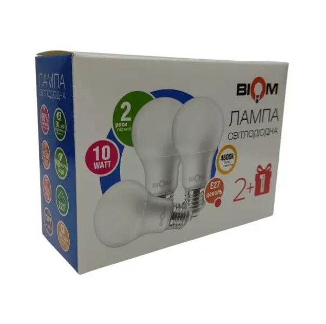 Светодиодная лед LED лампа 10вт 10W 10ватт Е27 4500К белый свет ...