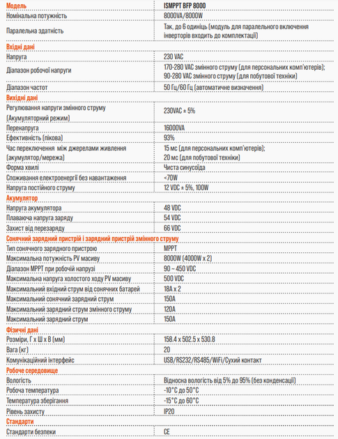 Гибридный инвертор AXIOMA Energy ISMPPT BFP G 8000 - изображение 3