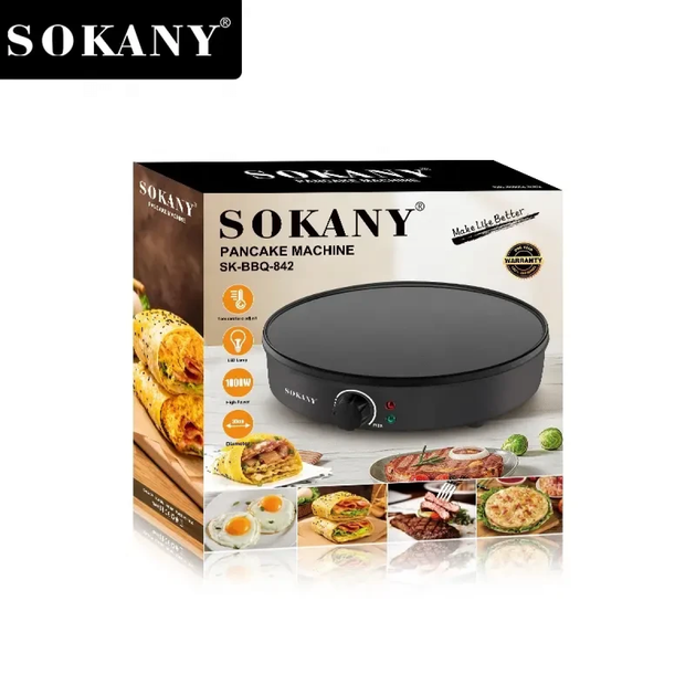 Блинница электрическая Sokany SKBBQ842 30 см 1000 Вт сковорода для блинов антипригарная 1000 Вт - изображение 3