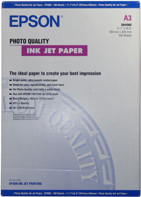 Papier fotograficzny Epson Matte A3 100 arkuszy (C13S041068) - obraz 1