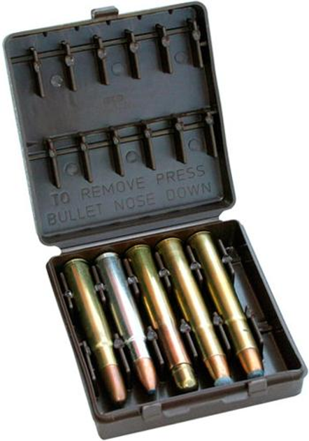 Коробка MTM African Big Game Ammo Carrier на 10 патронов кал. 378; 416; 470; 500NE. Цвет – коричневый - изображение 1