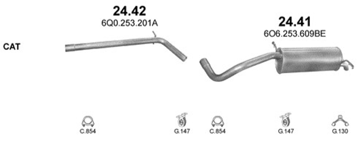 Глушитель Skoda Fabia/ Volkswagen Polo 1,9 TDi ; 1.9 SDi 00-05 Polmostrow (24.41) (852441) - изображение 2