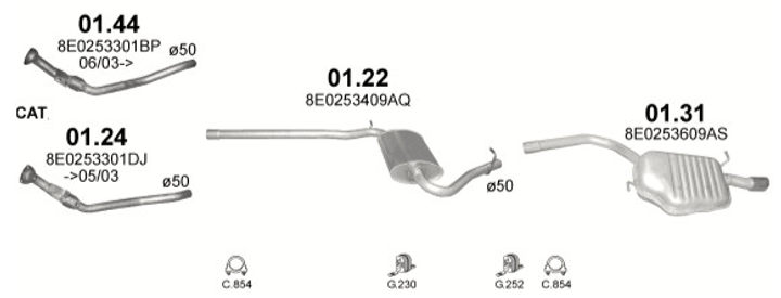 Глушитель Audi A4 1.6 Sedan/Kombi 12/00-06/08 Polmostrow (01.31) (850131) - изображение 2