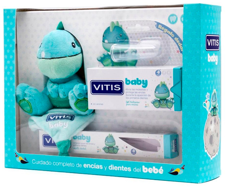 Набір Vitis Дитяча зубна паста + заспокійливий гель 30 мл + гаджет + наперсток (8427426051973) - зображення 1