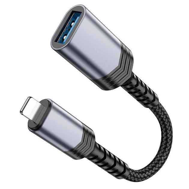 Адаптер Переходник HOCO iP male to USB female 2.0 converte OTG Lightning - USB 2.0 для телефона Серый - изображение 6