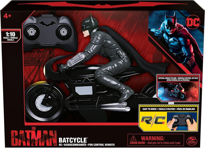 Batcycle zdalnie sterowany Spin Master z figurką Batmana Czarny (0778988365434) - obraz 1
