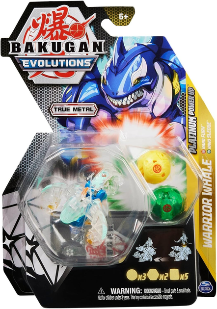 Набір фігурок Spin Master Bakugan Evolutions Platinum Power Up Warrior Whale With Nano Fury and Sledge (0778988430811) - зображення 1