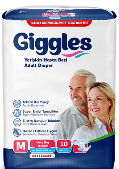 Подгузники для взрослых Giggles Medium 70-120 см 10 шт. - Фото 1 Подгузники для взрослых Giggles Medium 70-120 см 10 шт. - изображение 1