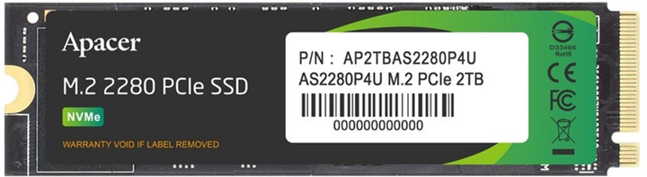 Dysk SSD Apacer AS2280P4U 2TB M.2 2280 PCIe 3.0 x4 3D NAND (TLC) (AP2TBAS2280P4U-1) - obraz 1