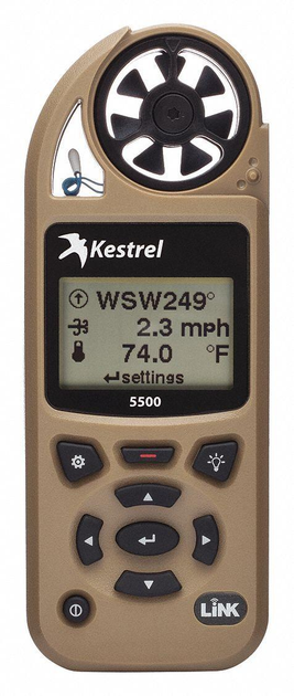 Метеостанція Kestrel 5500 Weather Meter Bluetooth. Колір - Пісочний. В комплекті флюгер та чохол - зображення 1