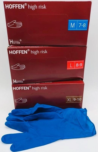 Рукавички латексні щільні High Risk HOFFEN розмір M (50 шт./уп.) - изображение 1