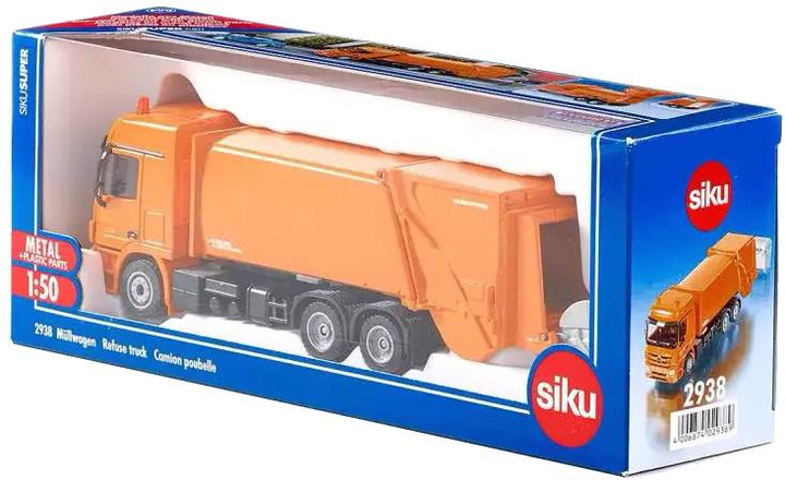 Metalowy model śmieciarki Siku Super Garbage z kontenerem na odpady 1:50 (4006874029389) - obraz 1