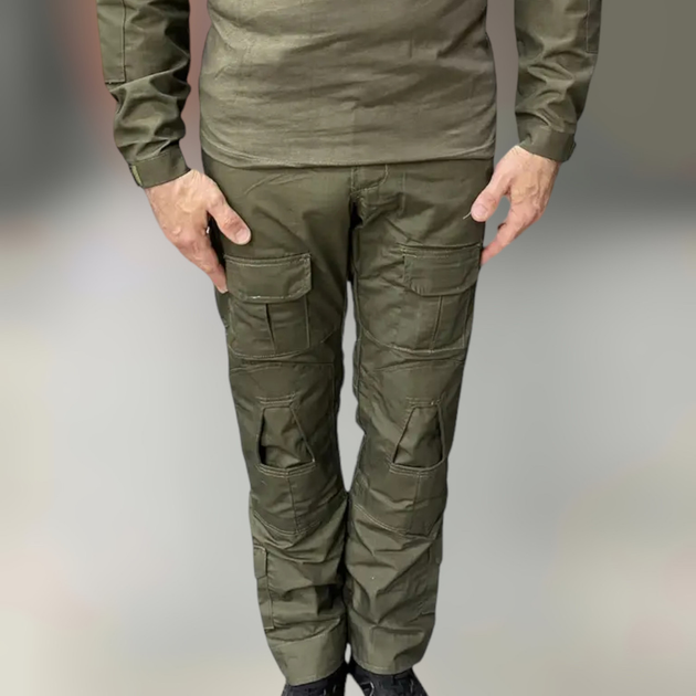 Брюки тактические Combat с пазами под наколенники, поликоттон, Олива, размер XL, тактические штаны для военных - изображение 1
