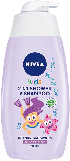 Żel do mycia ciała Nivea Kids 2 w 1 o zapachu owocowych żelków 500 ml (5900017071756) - obraz 1