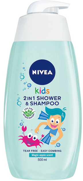 Гель для миття тіла Nivea Kids 2 в 1 з ароматом яблучної карамелі 500 мл (5900017071787) - зображення 1