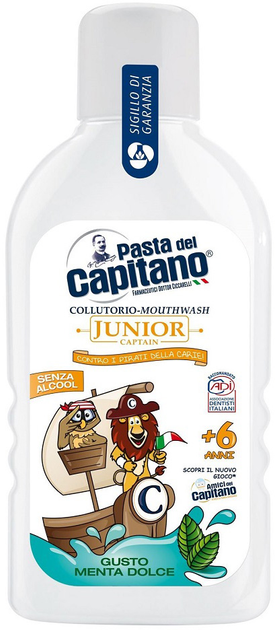 Płyn do płukania jamy ustnej Pasta del Capitano Junior Captain dla dzieci 6 + Słodka Mięta 400 ml (8002140135613) - obraz 1