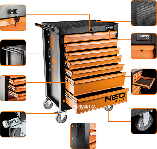 Візок для інструменту NEO Tools c 6 висувними шухлядами 680 х 460 х 1030 мм (5907558422238) - зображення 3