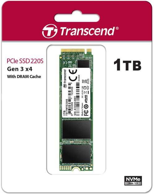 Dysk SSD Transcend MTE220S 1TB M.2 PCIe Gen 3.0 3D NAND (TS1TMTE220S) - obraz 2