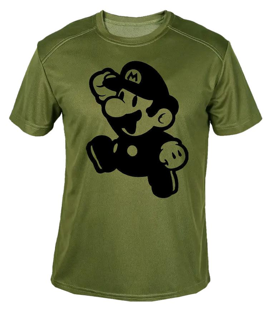 Футболка потоотводящая военная ВСУ с принтом "Веселый Марио" в оливе XL - изображение 1