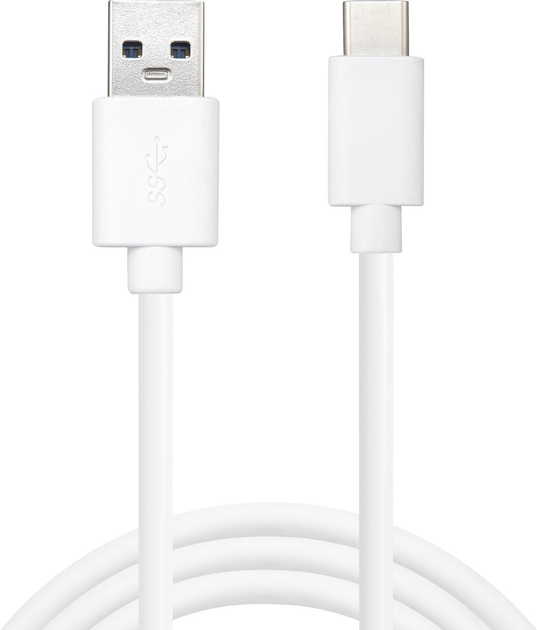 Kabel Sandberg USB Type-C - USB Type-A 2 m White (5705730136146) - obraz 2