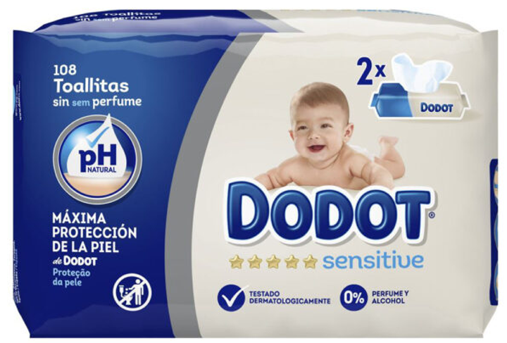Серветки для інтимної гігієни Dodot Sensitive Wipes 108 шт (8410108122610) - зображення 1