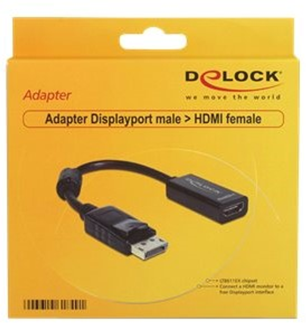 Adapter Delock DisplayPort - HDMI 0.125 m Black (4043619618491) - obraz 2