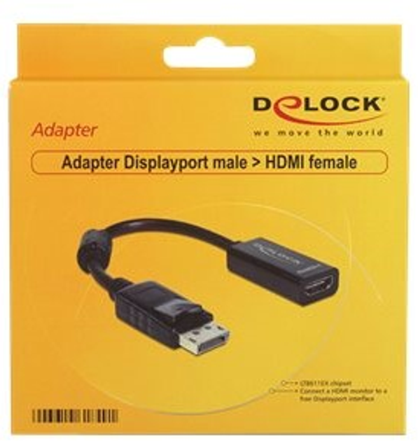 Адаптер Delock DisplayPort - HDMI 0.125 м Black (4043619618491) - зображення 2