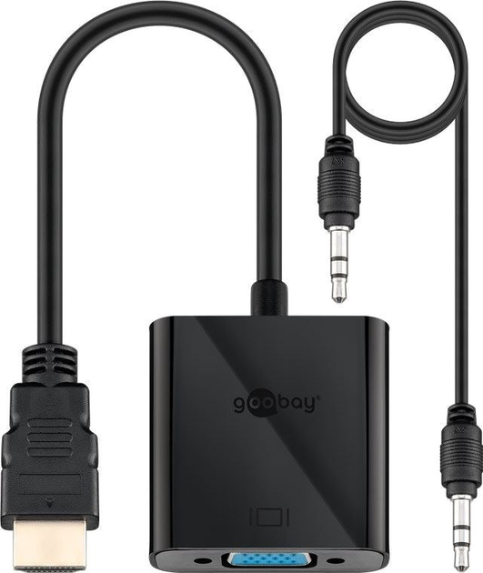 Кабель Goobay HDMI - VGA + 3.5 мм mini-Jack 3.5 м Black (4040849687938) - зображення 1