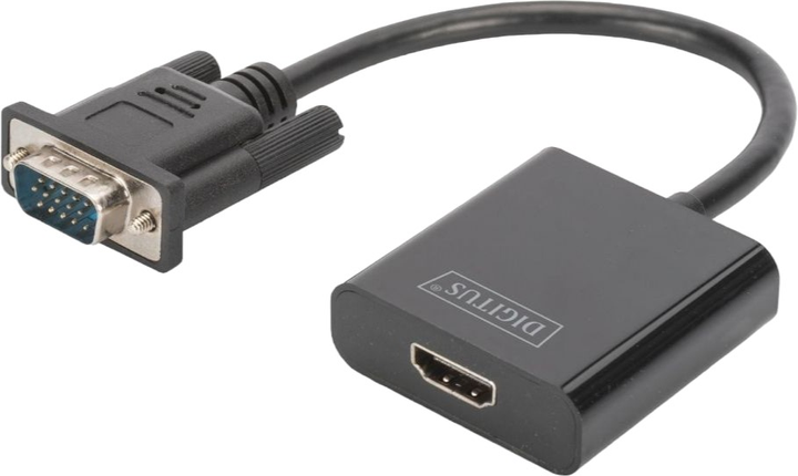 Adapter Digitus VGA - HDMI 0.15 m Black (DA-70473) - obraz 1