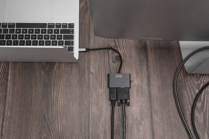 Адаптер Digitus USB Type-C - DisplayPort + VGA 0.2 м Grey (DA-70827) - зображення 3