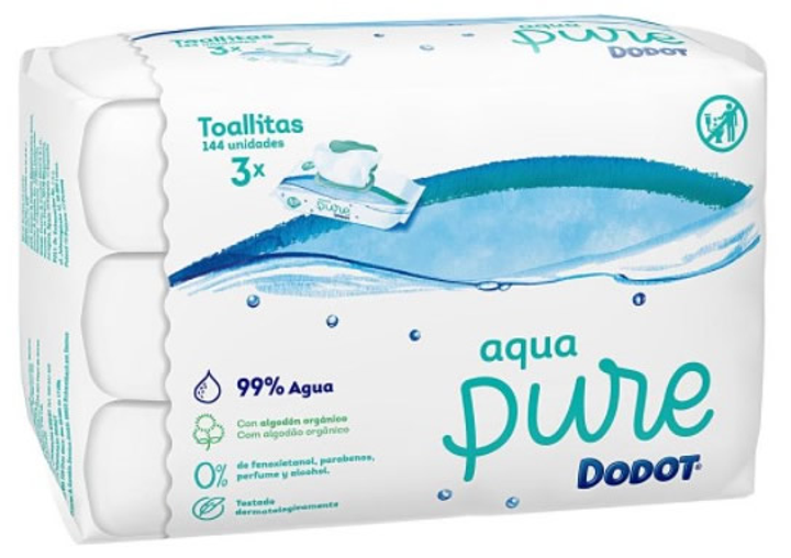 Chusteczki nawilżane do higieny Dodot Aqua Pure Wipes 3 x 48 szt (8001841115528) - obraz 1