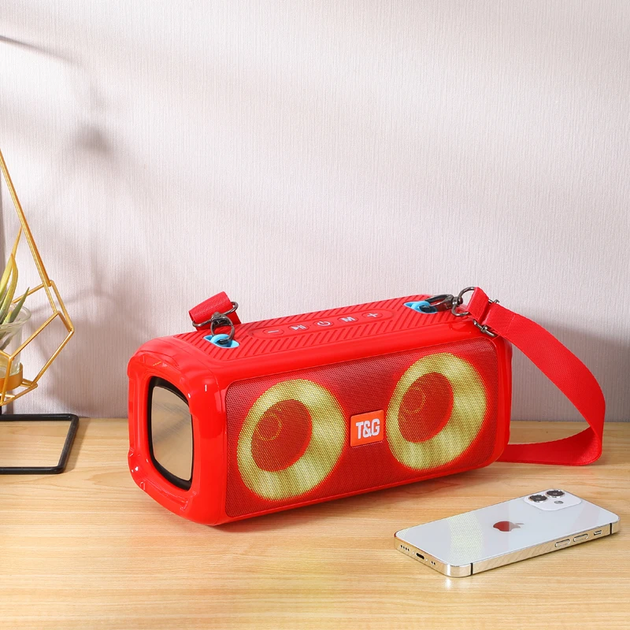 Портативная Bluetooth колонка TG641 USB/SD с ремешком red - изображение 2
