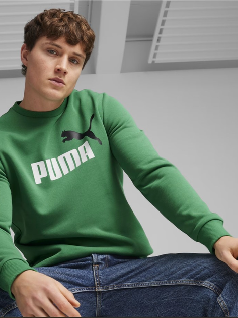 Свитшот мужской Puma Essentials+ 58676386 XL Зеленый с принтом ...