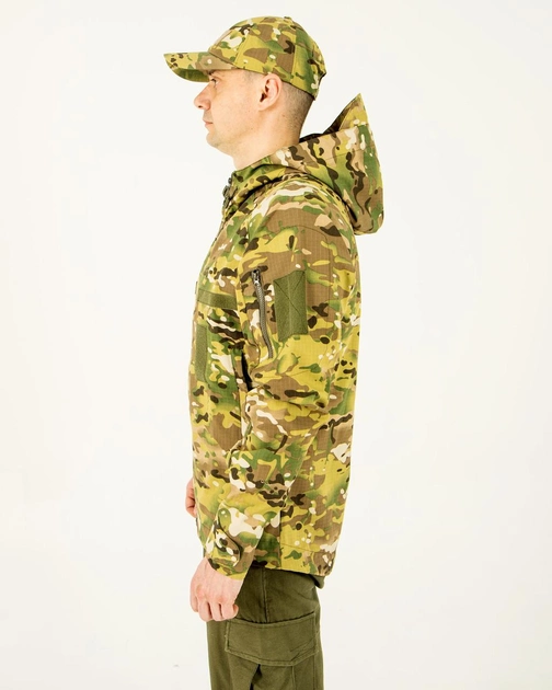 Куртка мультикам літня чоловіча камуфляжна з капюшоном, з липучками під шеврони 58 - зображення 2