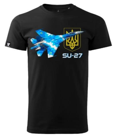 Футболка чоловіча SU-27 Voyovnik Size XL Black - изображение 1
