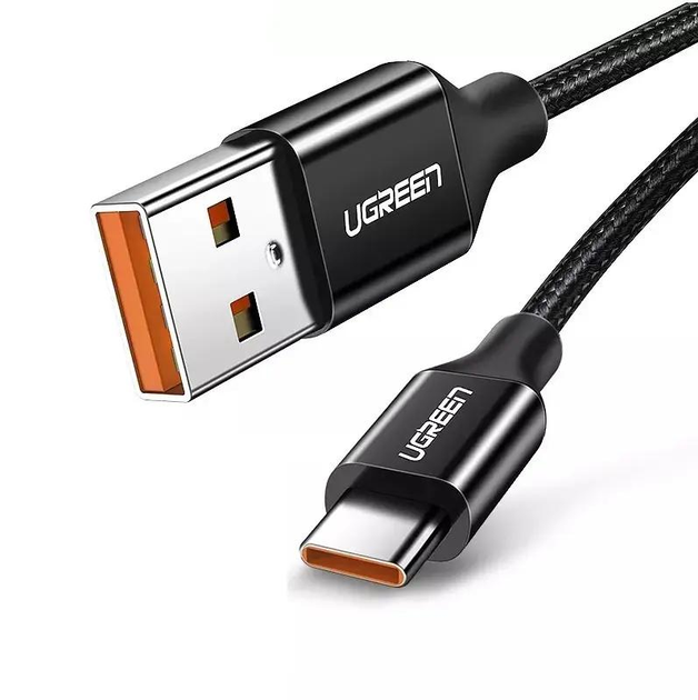 Кабель зарядний Ugreen Type-C 6A 100W Huawei Supercharge 2М Black Nylon ...